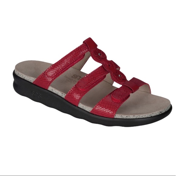 SAS Naples Red Snake Adjustable Comfort Sandal 8